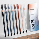 AOOKMIYA Colored Charcoal Pencil 8-color Set Bold Sketch Charcoal Art Student Hand-painted Soft Charcoal Painting Pencil Art Supplies