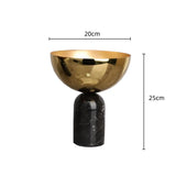 Geometric Golden Fruit Bowl Metal Handicraft Marble Base Desktop Storage Container Candy Tray Flower Vase Metal Figurine