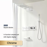 Luxury  black brass shower system wall-mounted LED digital display design Cold & hot dual-control 4-function ceiling shower Tap