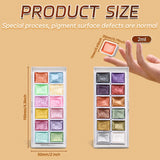AOOKMIYA Metallic Watercolor Paints Handmade 12 Colors Gold Slivery Starry Pearl-Tinted Portable Box for Painting, Diary, Notes, Doodles