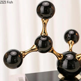 AOOKMIYA Geometric Crystal Molecular Ball Ornament Electroplated Metal Glass Sculpture Display Statue Home Decoration Accessories Crafts
