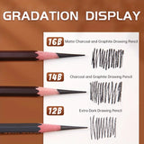 AOOKMIYA Marie's 12pcs Artist Pencils 12B/14B/16B,Black Graphite Core,Matte Pencil Set for Sketching,Drawing,Shading for Artists,Students