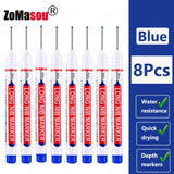 1-100Pcs 2cm Waterproof Long Head Markers Deep Hole Marker Pen for Metal Carpenter Red/Black/Blue/Green Ink Woodworking Tools