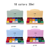 Gouache Paints Set 18/24colors 30ml Jelly Cup Non-Toxic Gouache Artist Watercolor Paint with Palette For Painting Art