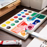 AOOKMIYA Ceramic Palette 22 Holes Rectangular Watercolor Paint Palette White Porcelain Easy To Clean Gouache Painting Art Supplies