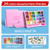 1pc 24 Colors Gouache Paints Set 30ml/1.01oz,Rich Color,Strong Coverage for Paper,Ceramic,Stone,Eggs for Adults,Artists