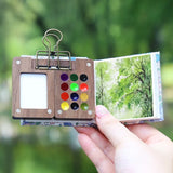 AOOKMIYA 12-color Schminke Watercolor Mini Paint Box Walnut Travel Portable Watercolor Palette Student Painting Art Supplies