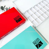 AOOKMIYA 24-grid Three-fold Watercolor Palette Painted Iron Box Large-capacity Watercolor Paint Storage Box Paint Tray Art Supplies
