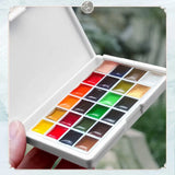 AOOKMIYA Travel Pack Solid Watercolor24 Colors0.5ML Portable Pigment Box Chinese Style Transparent Watercolor Student Sketch Art Supplies