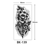 AOOKMIYA Waterproof Flower Temporary Tattoos for Women Black Floral Tattoo Stickers for Hand Arm Body Disposable Fake Tattoo Body Art