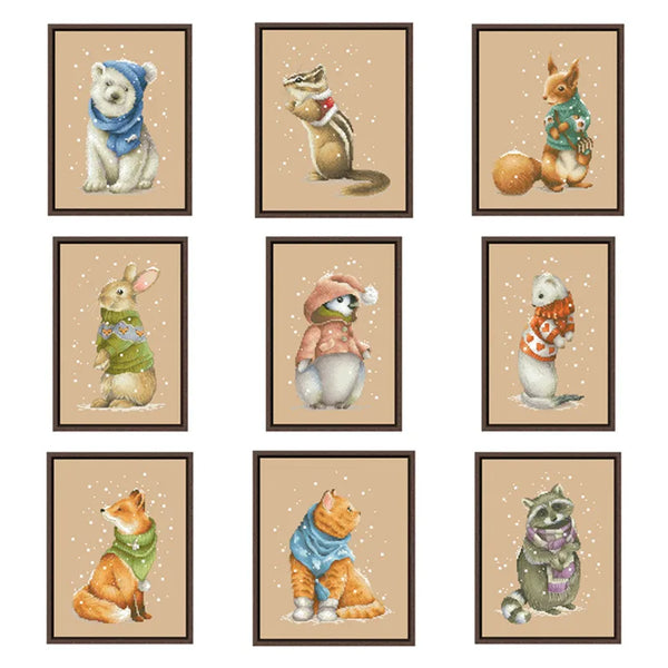 AOOKMIYA White bear cross stitch kit cute animal18ct 14ct 11ct flaxen linen fabric cloth cotton thread embroidery DIY handmade home decor