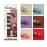 AOOKMIYA SENNELIER Extra-Soft Half Pastel 6 Stick Set Hand Made Color Powder Stick Skin Color Seascape Beginners Art Supplies