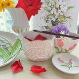 AOOKMIYA Tulip Shape Ceramic Watercolor Palette Lily of The Valley Shape Washing Cup/brush Bucket Easy To Clean Painting Art Supplies