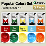 AOOKMIYA Marie's 5 Packs 100ml/3.38oz Colorful Acrylic Paint Set for Models,DIY Craft,Canvas,Eggs,Rock,Wood,Wall for Adults & Artists
