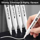 AOOKMIYA 5pcs White Acrylic Marker,Permanent Pen Art Supplies for Black Paper,Tire,Plastic,Stone,Metal,Painting for Artists,Beginners