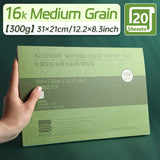 AOOKMIYA 140lb/300 gsm Watercolor Paper 20 Sheets,Medium Grain Pad for Drawing,Mixed Media,Charcoal,Pastel,Ink, Acrylic for Adults,Artist