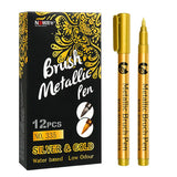 6/12Pcs Waterproof Permanent Paint Marker Pen, Gold and Silver Ink, Metallic, Rock, Mug, Ceramic, Glass, DIY Painting Supplies
