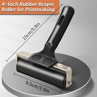 AOOKMIYA 2pcs Rubber Roller Brayer Rollers Hard Rubber 4/2.2 Inch for Ink,Stamping Texture Craft,for Printmaking,Painting,Crafting