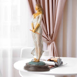 42cm Famous Luo Li Rong Bronze Sculpture Pretty Lady Statue Handmade Elegant Female Statue With Marble Base Home Art Decor Gif