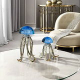 Luxury Crystal Jellyfish Ocean Art Theme Ornament Living Room Desktop Sample Metal Soft Decoration