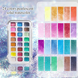 AOOKMIYA 12/24 Colors Portable Mineral Pearlescent Solid Watercolor Pigment Washable Glitter Art Student Painting Nail Art Supplies
