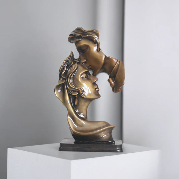 Bronze Lover Kiss Statue Bronze Wedding Lovers Kissing Sculpture Bust Kiss Statues For Home Indoor Decor Valentine's Christmas