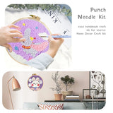 AOOKMIYA 20cm Punch Embroidery Starter Kits Children's hand embroidery kit Beginners DIY Needlework Wool Punch Needle Poke Embroidery Kit