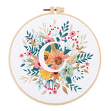 AOOKMIYA Floral Embroidery Kit for Beginner and Adults Cross Stitch Kits Embroidery Starter Kit with Initial Letter and Flower Pattern