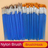 AOOKMIYA 10/20/50Pcs Painting Brushes Set Art Round Flat Hair Nylon Hair Paint Brush Pen for Oil Acrylic Watercolor School Art Supplies