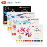 AOOKMIYA Russian White Night Artist-grade Solid Watercolor Paint 12-color Full-block Portable Sketch Watercolor Box Art Supplies