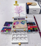 Mini Cute Watercolor Paint Box, Portable Folding Handmade Drawing Board, Watercolor Pigments Palette Design, Creative Stationery
