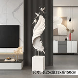 AOOKMIYA ART+ Creative Gifts Home Decor Creative 150CM Flocking Feather Statues Floor Decor Nordic Living Room Large Sculpture Bluetooth Speaker Art Ornament