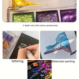 AOOKMIYA 20/24/60/72-Color Metal Watercolor Painting Set, New Portable Box With Sparkling Pearl Solid Watercolor Painting, Art Supplies
