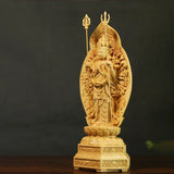 High Quality 20cm Boxwood Thousand-Hand Guanyin Carving  Sculpture Home Decor