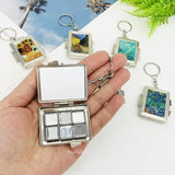 AOOKMIYA Empty Mini Watercolor Palette Portable Keychain Watercolor Iron Box 6 Grid 0.5ML Student Travel Sketch Art Supplies