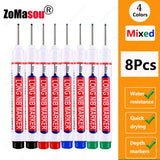 1-100Pcs 2cm Waterproof Long Head Markers Deep Hole Marker Pen for Metal Carpenter Red/Black/Blue/Green Ink Woodworking Tools