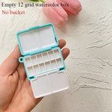 AOOKMIYA Portable Travel Watercolor Paint Box with Palette and Bucket Foldable Student Outing Sketching Painting Art Supplies