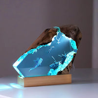 AOOKMIYA ART+ Creative Gifts New Creative Indoor Bedroom Office Table Decorations Ocean Art Crafts Luminous Tabletop Lamp Custom Epoxy Resin Night Light Gift