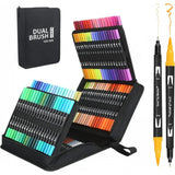 Dual Tip Brush Marker Pens with Fineliner  Brush Tip Pens Felt Tip Pens Set, Art Markers Watercolour Brush  Calligraphy Drawing