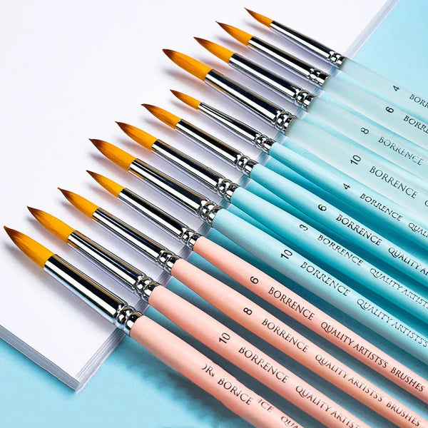AOOKMIYA 6pcs Watercolor Brush Set Round Head Nylon Brush Art Students Painting Special Gouache Acrylic Watercolor Hook Line Art Supplies