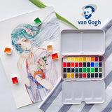 AOOKMIYA Van Gogh Netherlands 24/40 Color Solid Watercolor Paint Trial Pack 0.5/1ml Mini Pack Acuarela Artist Painting Art Supplies