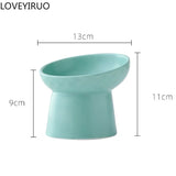 Creative Pet Bowls, Ceramic Oblique Mouth High footed Cats Food Tableware Protection Cat and Dog Bowl, Pet Supplies, 1Pc