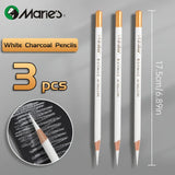AOOKMIYA Marie's 3/6/12pcs White Charcoal Pencils Set,Sketch Highlight Pencils for Drawing,Sketching,Shading,Blending for Adults,Students