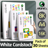 AOOKMIYA 30 Sheets Marie's White Cardstock, 3 Sizes Papers, 16K/A4/8K Paintng Card Stock, Smooth Card Paper,250gsm/90 lb Heavy Card Stock
