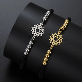 AOOKMIY Teamer Stainless Steel Beads 7 Chakra Charms Bracelet Red Black Two Color Rope Bracelets Family Jewelry Amulet Birthday Gift NewAOOKMIYA.COM