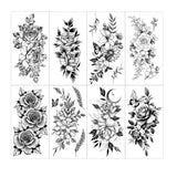 AOOKMIYA Waterproof Flower Temporary Tattoos for Women Black Floral Tattoo Stickers for Hand Arm Body Disposable Fake Tattoo Body Art