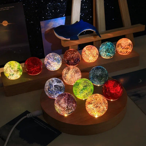 AOOKMIYA Fantasy Colorful Glass Star Ball Luminous Planet Astronomy Planets Ball Fantastic Style Home Decoration Cosmic Model Xmas Gift