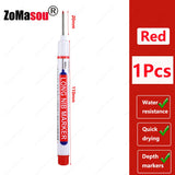 1-100Pcs 2cm Waterproof Long Head Markers Deep Hole Marker Pen for Metal Carpenter Red/Black/Blue/Green Ink Woodworking Tools