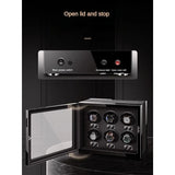 Wooden Watch Winder Box Storage Automatic Rotating Watch Box 9 Slots Led Shaker Luxury Inner Cortex Organizer Tray Holiday Gifts