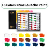 AOOKMIYA Gouache Paint Set,12/18/24/36 Colors 12ml/Tube,Great Value,Rich Vivid Colors,Strong Coverag for Canvas,Paper for Adult,Students